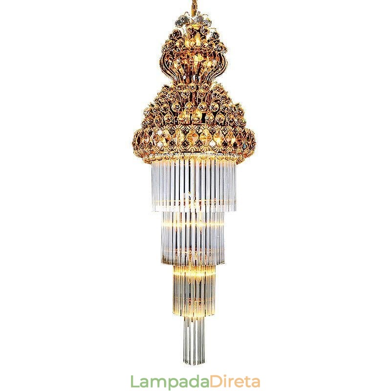 Lustre Império de Cristal Retro Luxo Pingente Longo