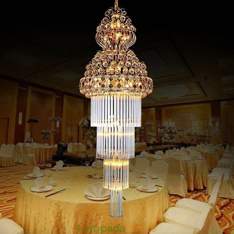 Lustre Império de Cristal Retro Luxo Pingente Longo