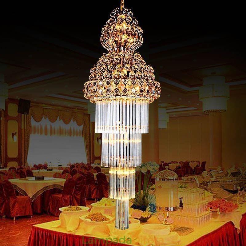 Lustre Império de Cristal Retro Luxo Pingente Longo