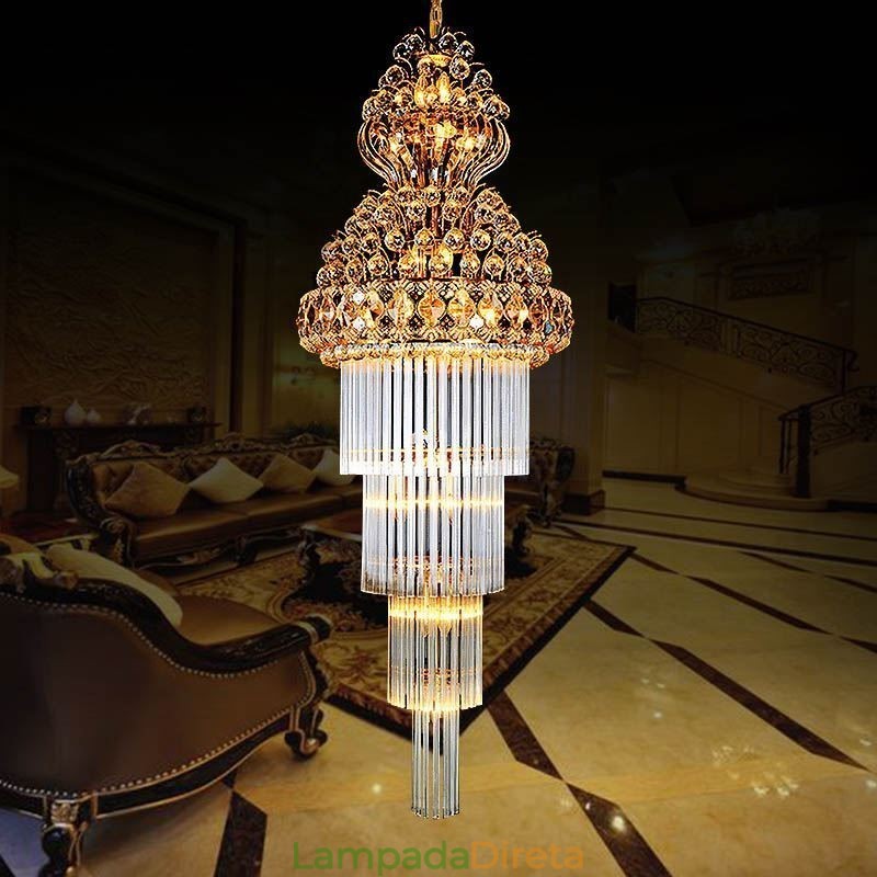 Lustre Império de Cristal Retro Luxo Pingente Longo