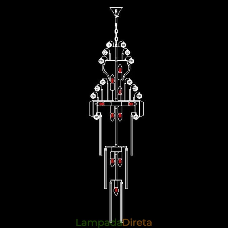 Lustre Império de Cristal Retro Luxo Pingente Longo