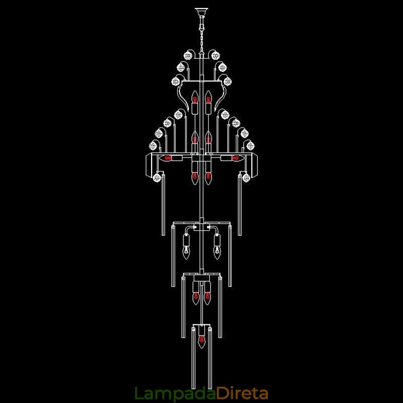 Lustre Império de Cristal Retro Luxo Pingente Longo