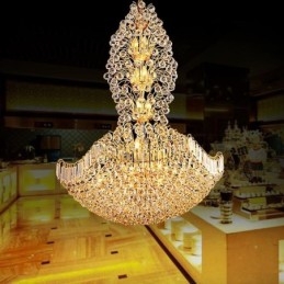 Lustre de Cristal Império Europeu Grande Luminária Pendente Cor Dourada