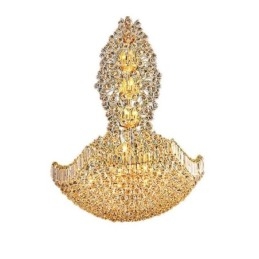 Lustre de Cristal Império Europeu Grande Luminária Pendente Cor Dourada