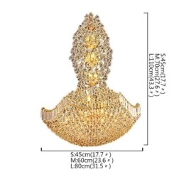 Lustre de Cristal Império Europeu Grande Luminária Pendente Cor Dourada