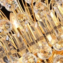 Lustre de Cristal Império Europeu Grande Luminária Pendente Cor Dourada