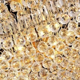 Lustre de Cristal Império Europeu Grande Luminária Pendente Cor Dourada