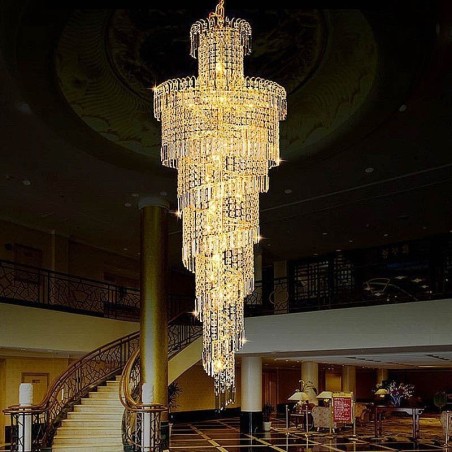 Lustre de cristal europeu grande formato redondo pingente longo Lustre de cristal europeu grande formato redondo pingente longo