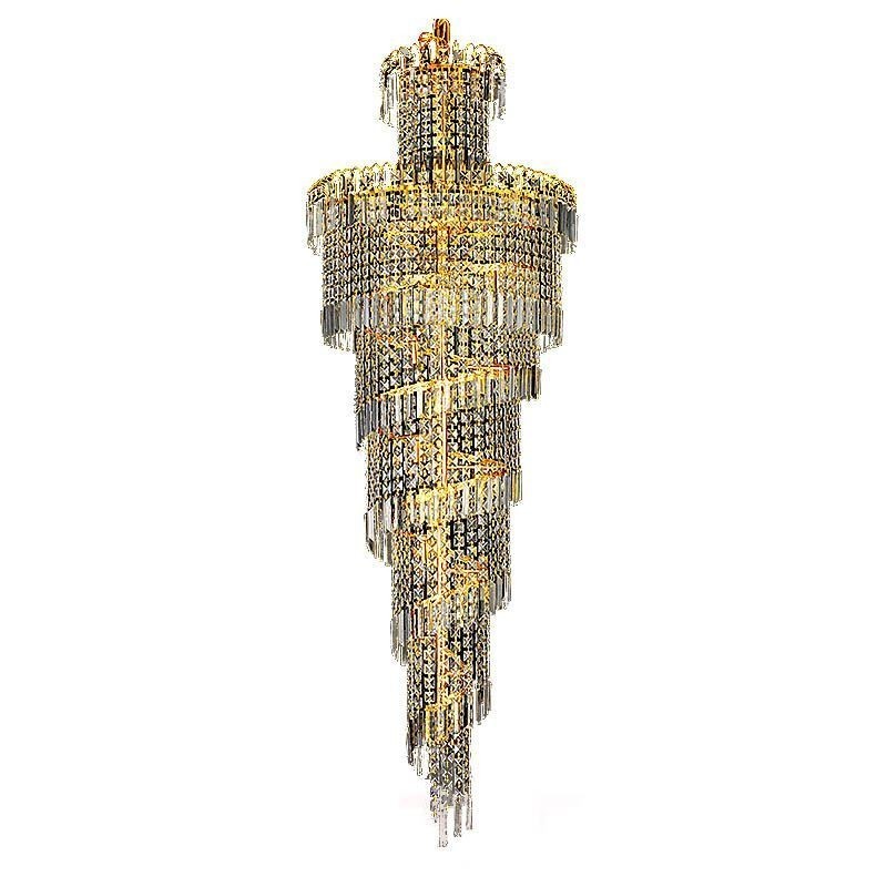 Lustre de cristal europeu grande formato redondo pingente longo