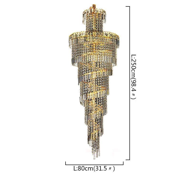 Lustre de cristal europeu grande formato redondo pingente longo