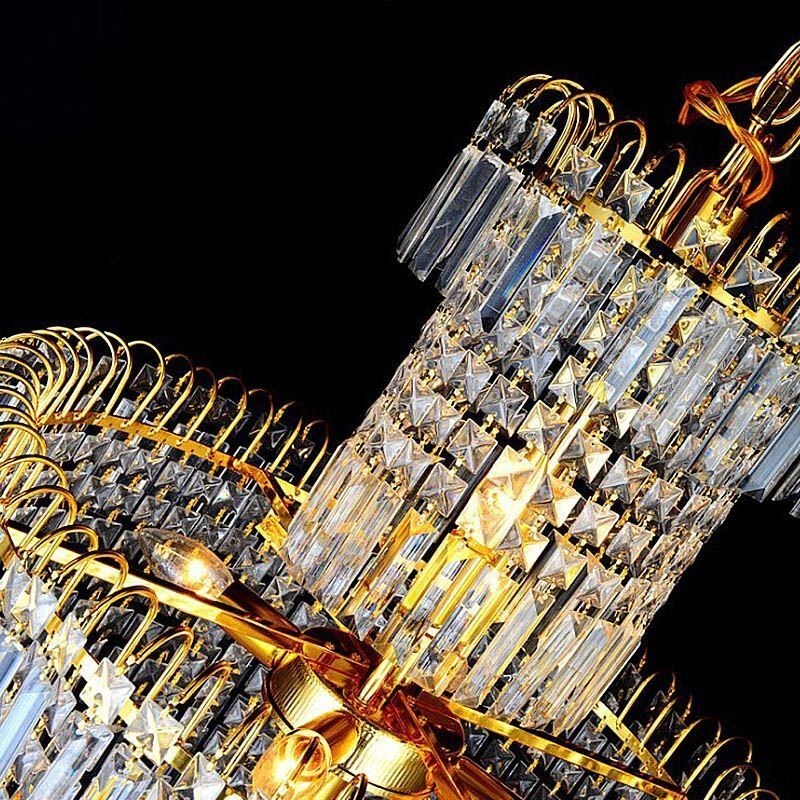 Lustre de cristal europeu grande formato redondo pingente longo