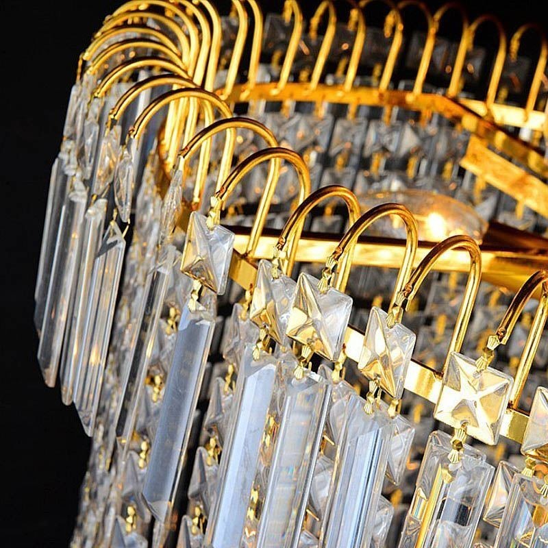 Lustre de cristal europeu grande formato redondo pingente longo