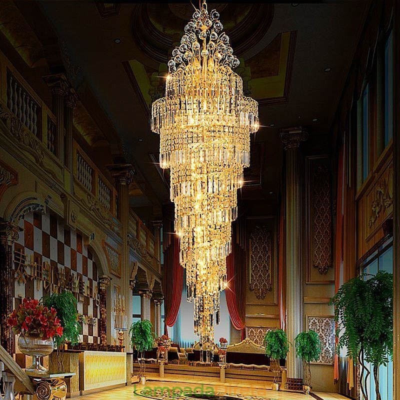 Elegante lustre de cristal império europeu luxo longo pingente