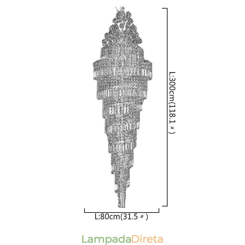 Elegante lustre de cristal império europeu luxo longo pingente