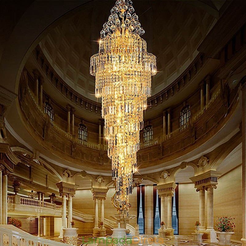 Elegante lustre de cristal império europeu luxo longo pingente