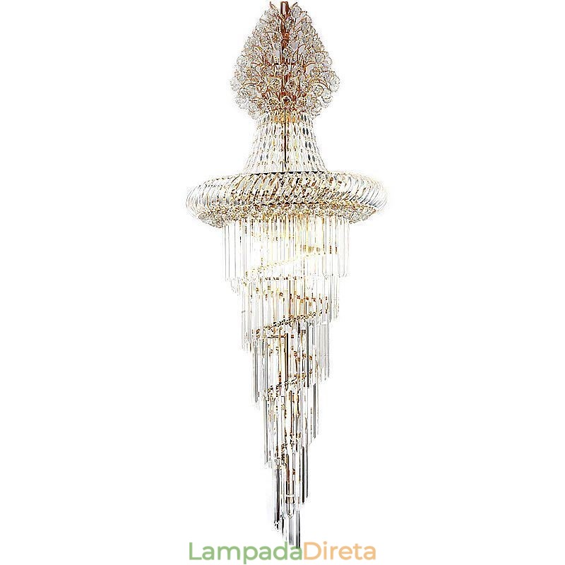 Lustre de cristal de luxo moderno europeu gracioso longo pingente duplex escada