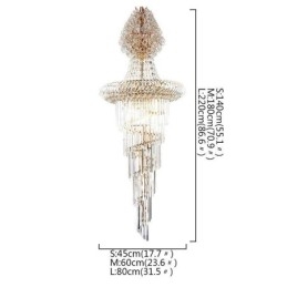 Lustre de cristal de luxo moderno europeu gracioso longo pingente duplex escada