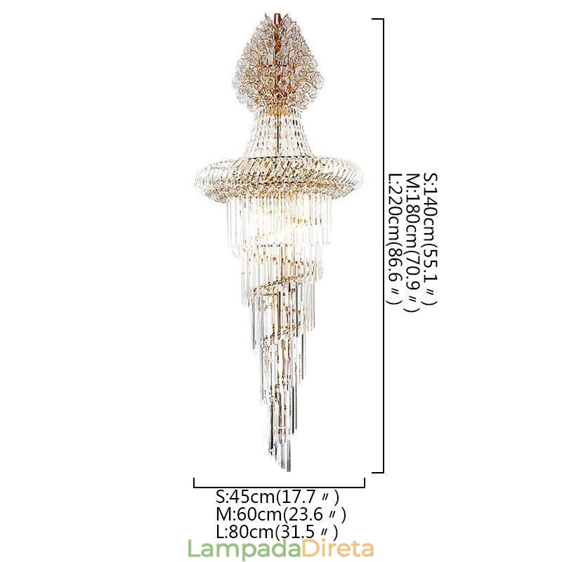 Lustre de cristal de luxo moderno europeu gracioso longo pingente duplex escada
