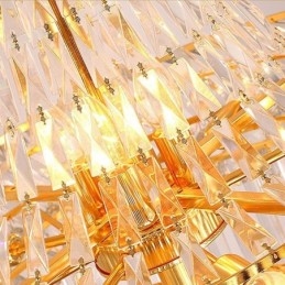 Lustre de cristal de luxo moderno europeu gracioso longo pingente duplex escada