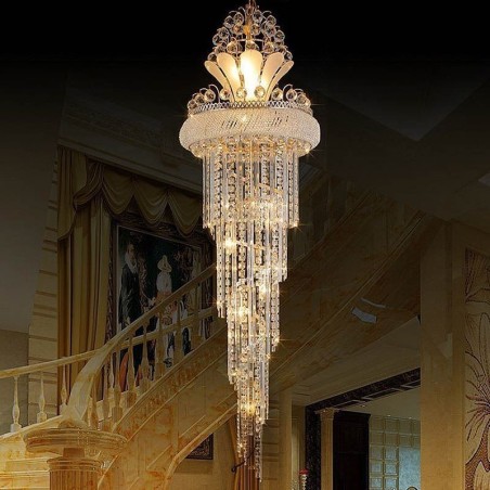 Lustre de cristal gracioso moderno simples longo pingente escada duplex
