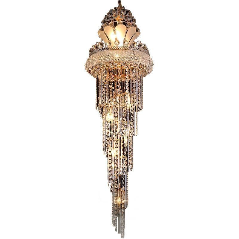 Lustre de cristal gracioso moderno simples longo pingente escada duplex