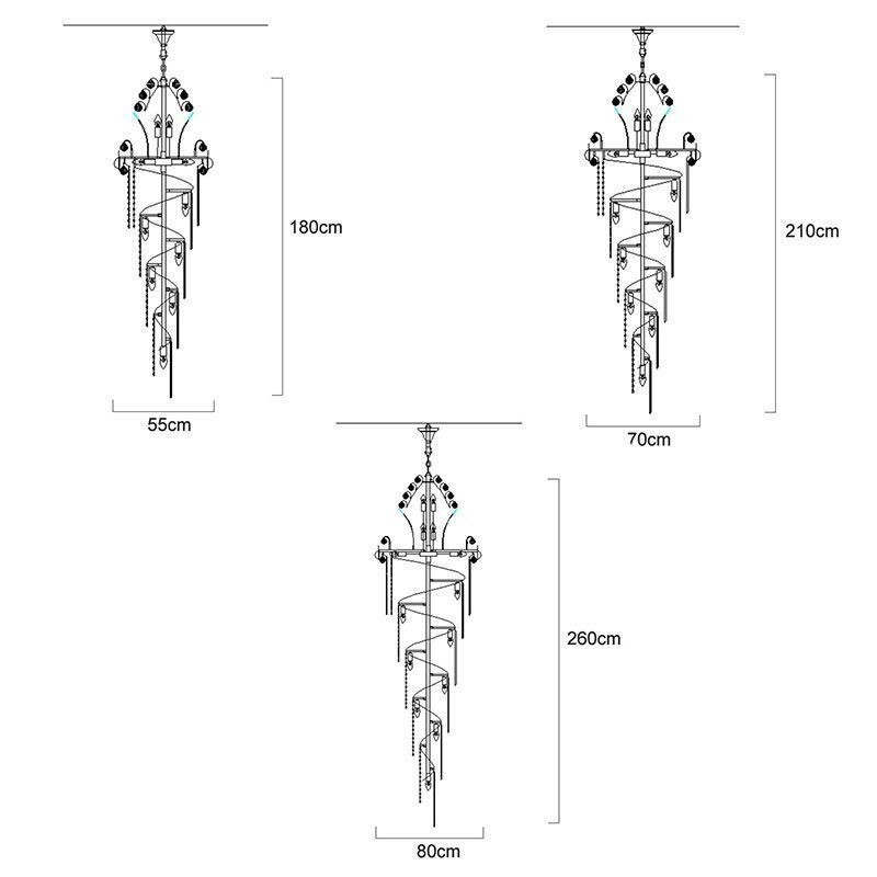 Lustre de cristal gracioso moderno simples longo pingente escada duplex