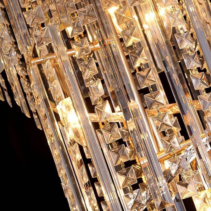 Lustre de cristal gracioso moderno simples longo pingente escada duplex