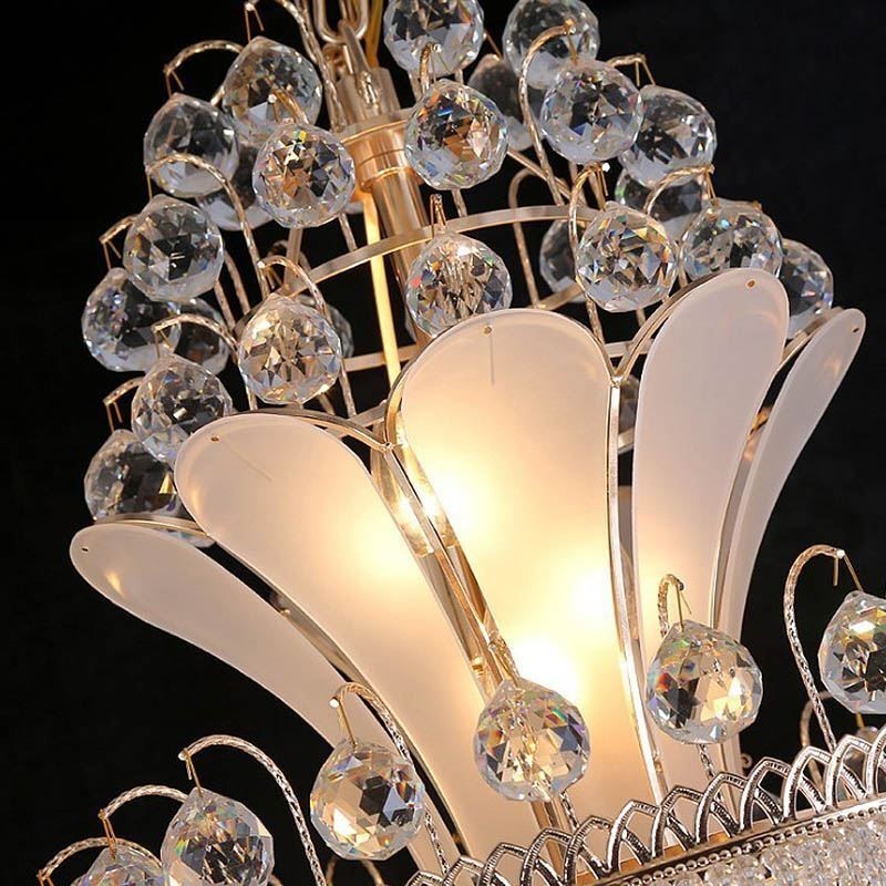 Lustre de cristal gracioso moderno simples longo pingente escada duplex