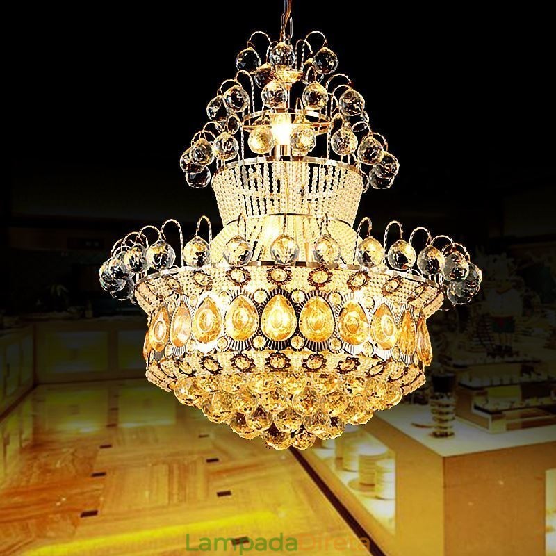 Lustre moderno de ouro império, luminária pendente de cristal simples