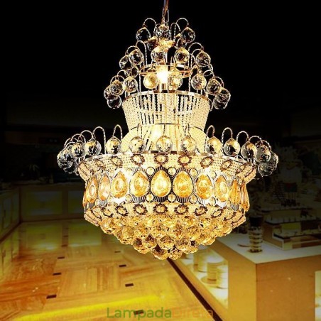 Lustre moderno de ouro império, luminária pendente de cristal simples Lustre moderno de ouro império, luminária pendente de cristal simples