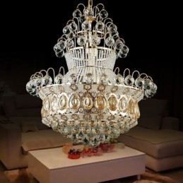 Lustre moderno de ouro império, luminária pendente de cristal simples