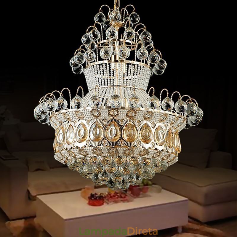 Lustre moderno de ouro império, luminária pendente de cristal simples