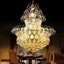Lustre moderno de ouro império, luminária pendente de cristal simples