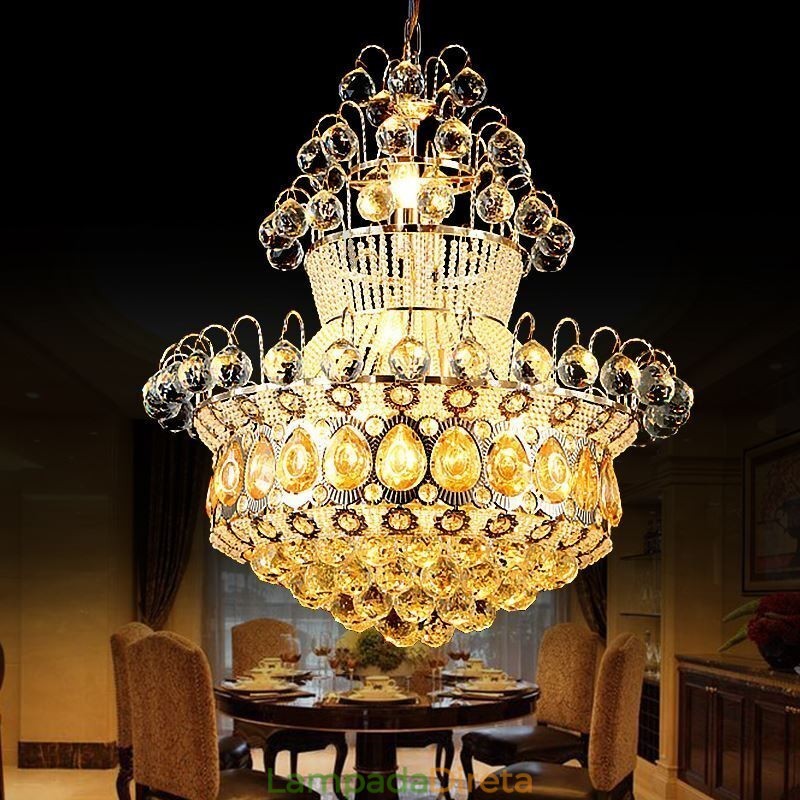 Lustre moderno de ouro império, luminária pendente de cristal simples