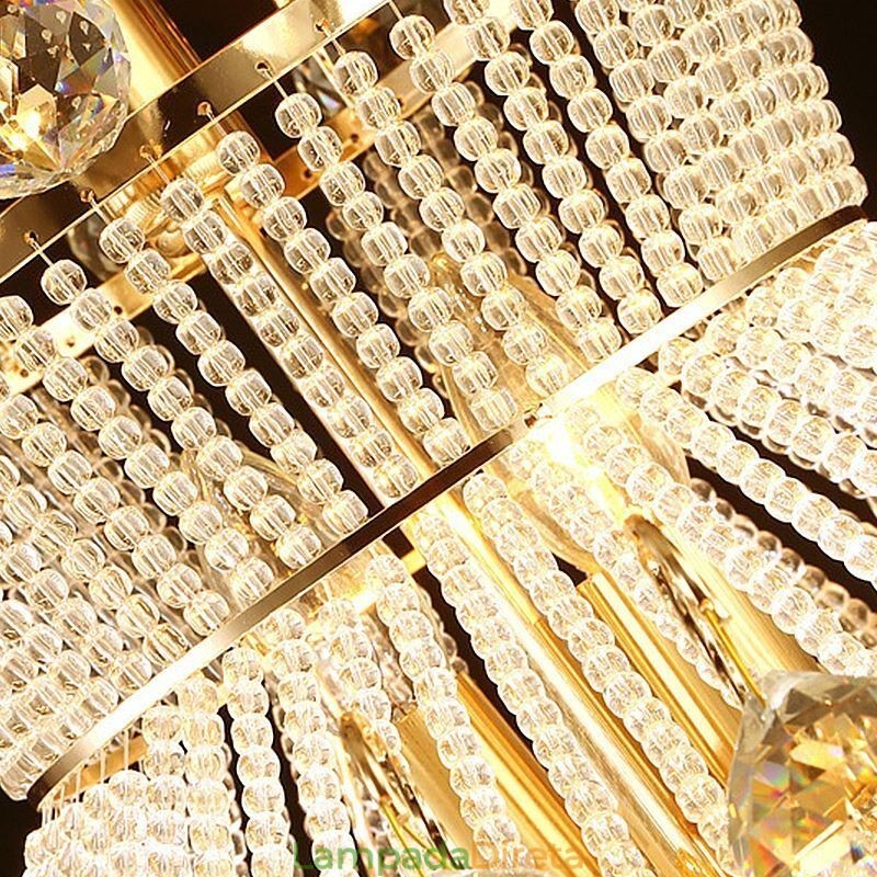 Lustre moderno de ouro império, luminária pendente de cristal simples