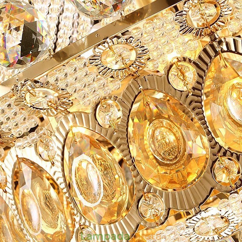 Lustre moderno de ouro império, luminária pendente de cristal simples