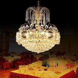 Lustre de cristal gracioso clássico cor dourada luz pendente