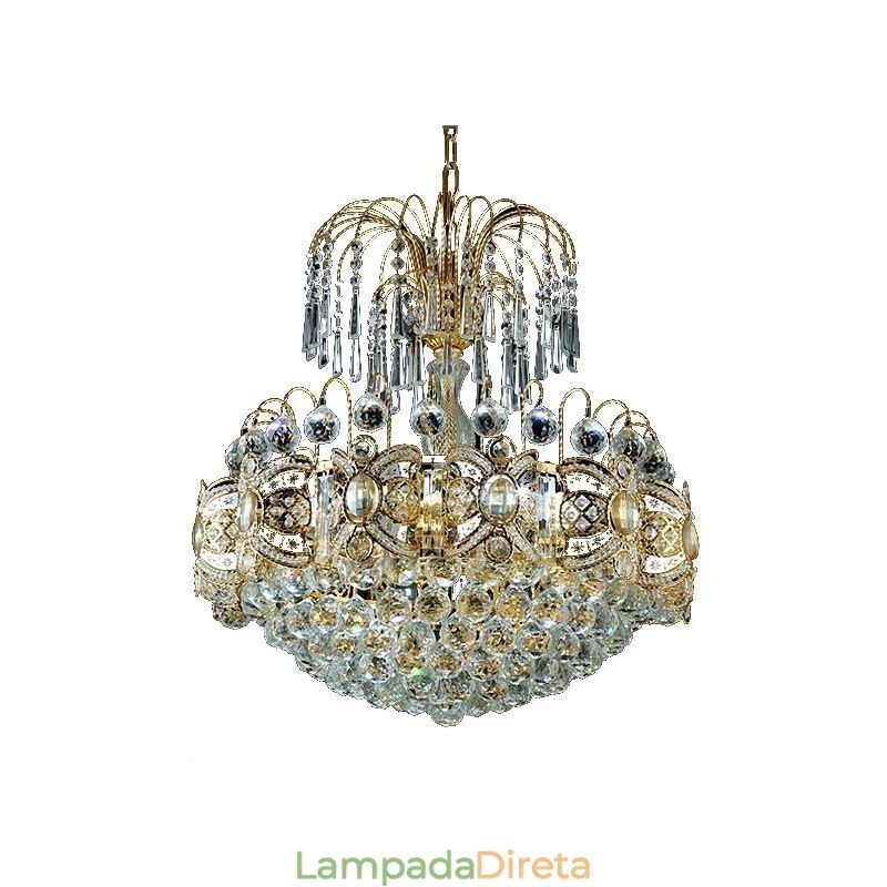 Lustre de cristal gracioso clássico cor dourada luz pendente