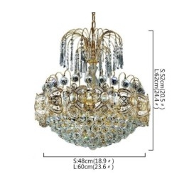 Lustre de cristal gracioso clássico cor dourada luz pendente