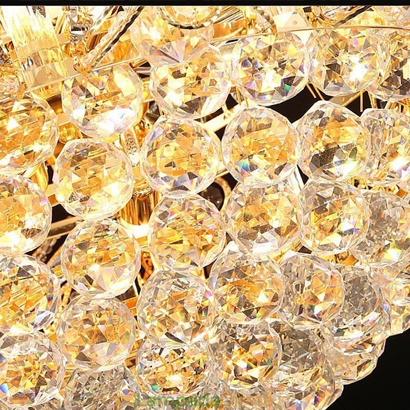 Lustre de cristal gracioso clássico cor dourada luz pendente
