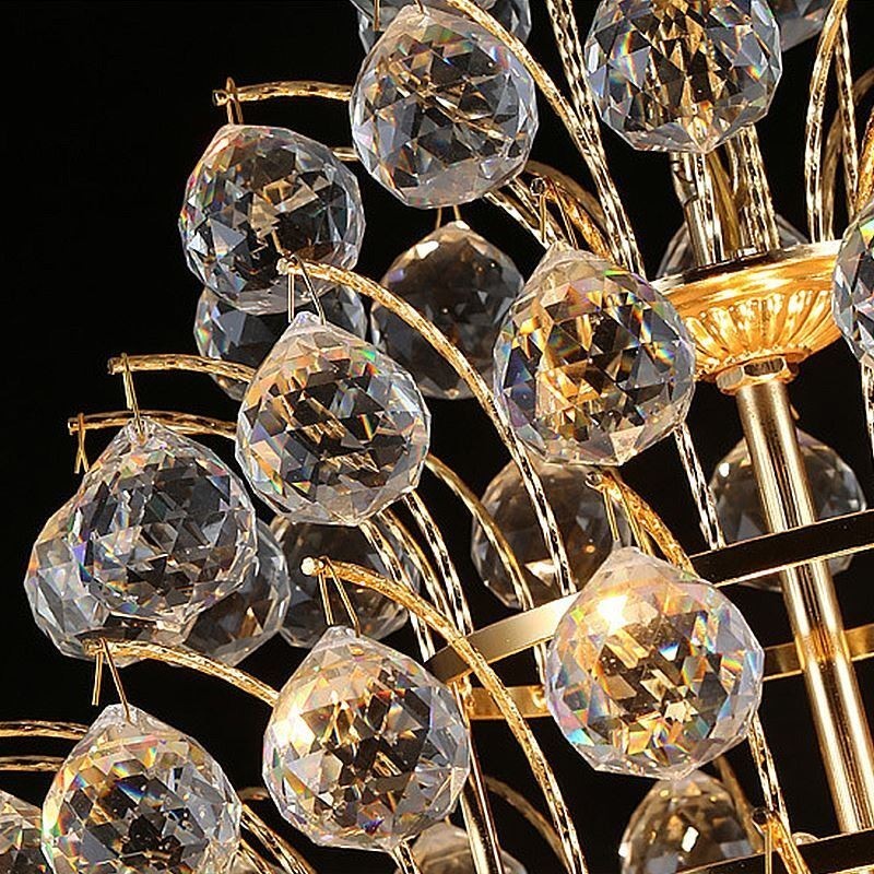 Lustre de Cristal Império Contemporâneo Luz Pingente Cor Dourada Lotus
