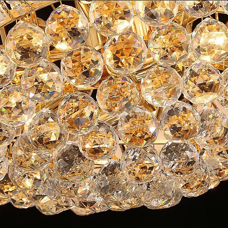 Lustre de Cristal Império Contemporâneo Luz Pingente Cor Dourada Lotus