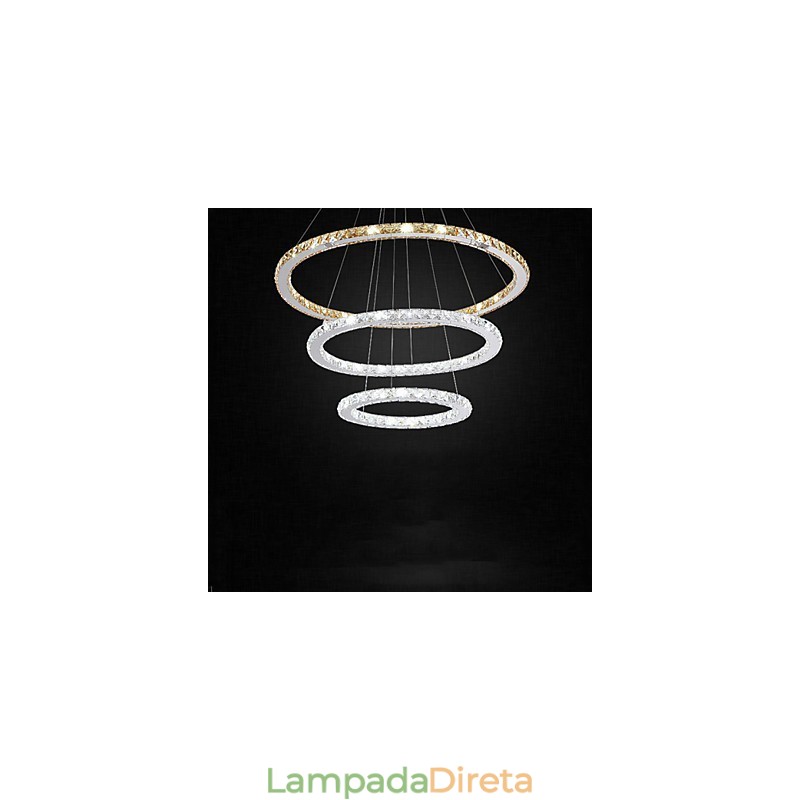 Luminárias pendentes âmbar e cristal K9 transparente Lustre de iluminação com 3 anéis