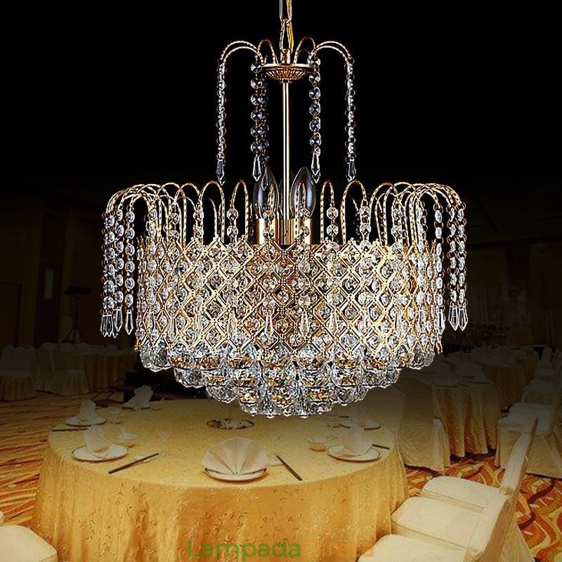 Lustre de cristal de luxo moderno e elegante luz pendente