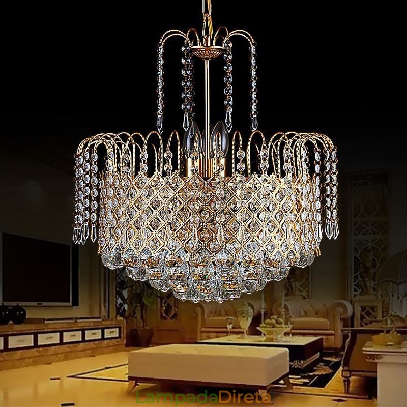 Lustre de cristal de luxo moderno e elegante luz pendente
