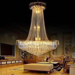 Elegante lustre de cristal europeu pendente luz longa lustre suspenso duplex escada