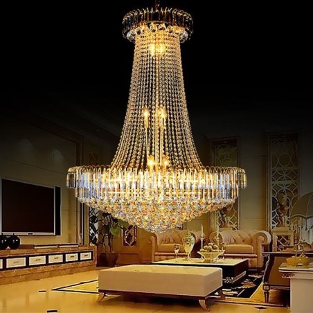 Elegante lustre de cristal europeu pendente luz longa lustre suspenso duplex escada Elegante lustre de cristal europeu pendente luz longa lustre suspenso duplex escada