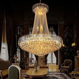 Elegante lustre de cristal europeu pendente luz longa lustre suspenso duplex escada