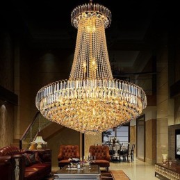 Elegante lustre de cristal europeu pendente luz longa lustre suspenso duplex escada