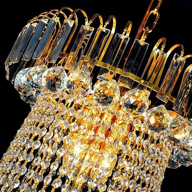 Elegante lustre de cristal europeu pendente luz longa lustre suspenso duplex escada